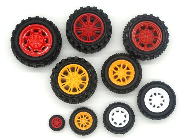 橡胶车轮车模玩具塑料小车轮配件软皮套彩色