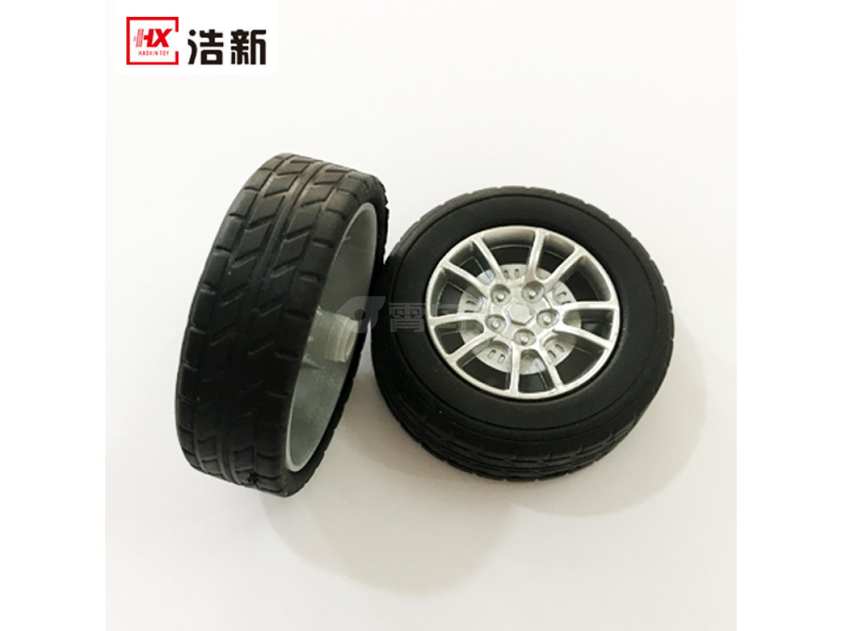 玩具车轮子包胶轮TPR环保材质轮皮喷漆银色
