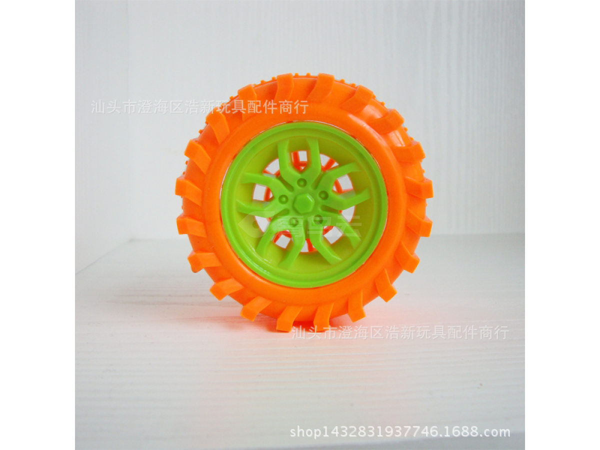 塑料玩具车轮彩色卡通轮子DIY玩具车零配件