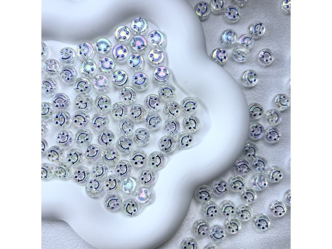 镀彩圆扁笑脸珠