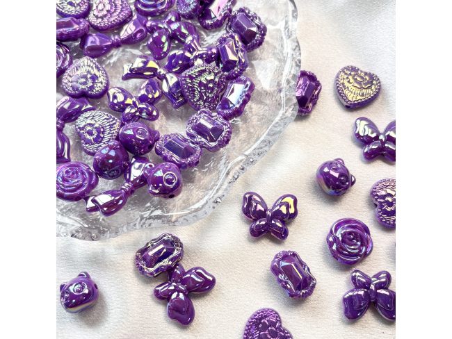 捷克UV镀彩蝴蝶结爱心玫瑰花混款