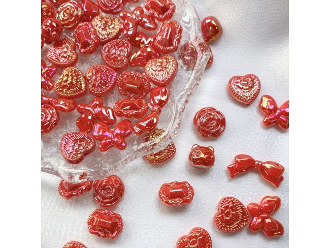 捷克UV镀彩蝴蝶结爱心玫瑰花混款