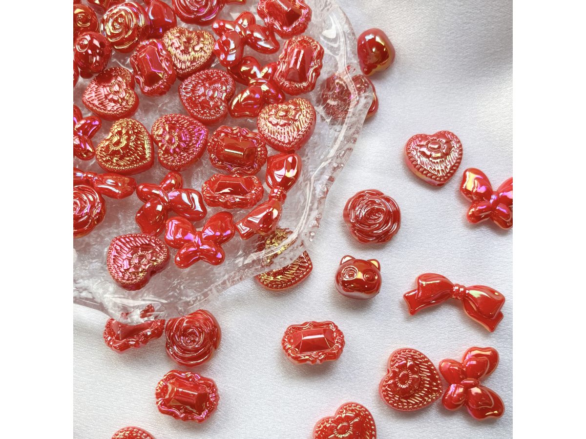 捷克UV镀彩蝴蝶结爱心玫瑰花混款