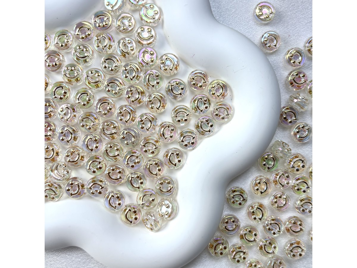 镀彩圆扁笑脸珠