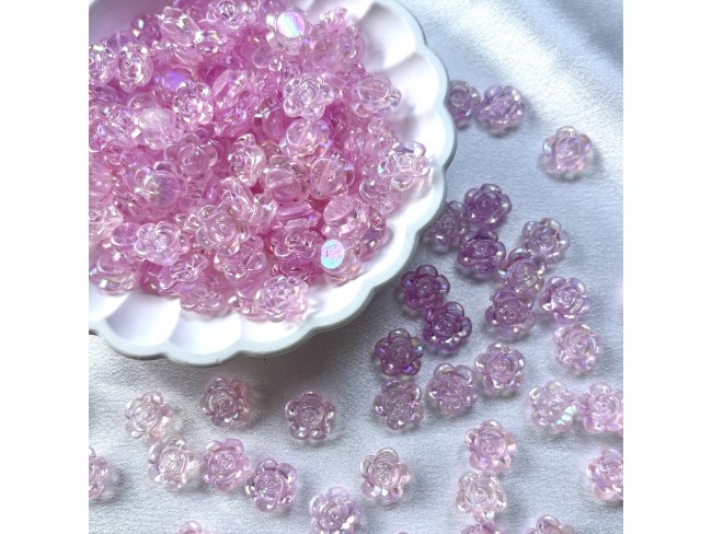 镀彩透明玫瑰花花珠