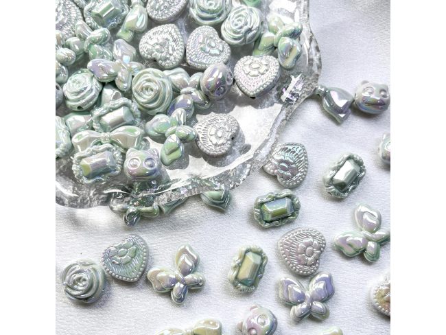 捷克UV镀彩蝴蝶结爱心玫瑰花混款