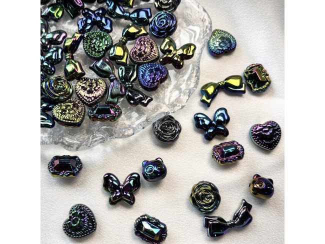 捷克UV镀彩蝴蝶结爱心玫瑰花混款