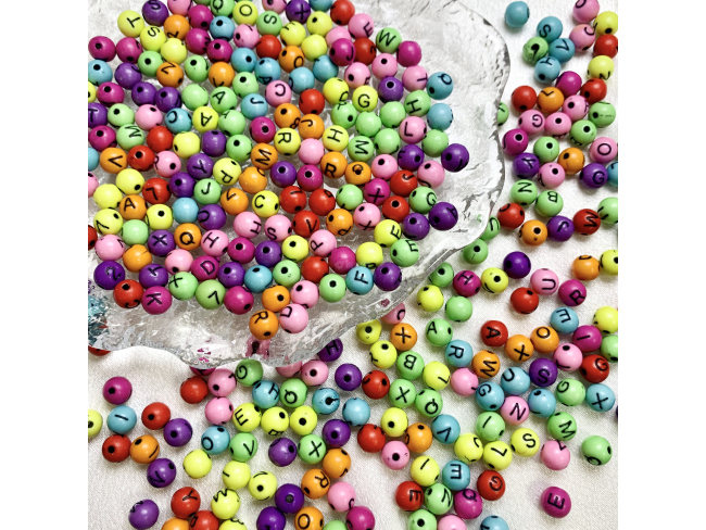 圆球彩色字母珠
