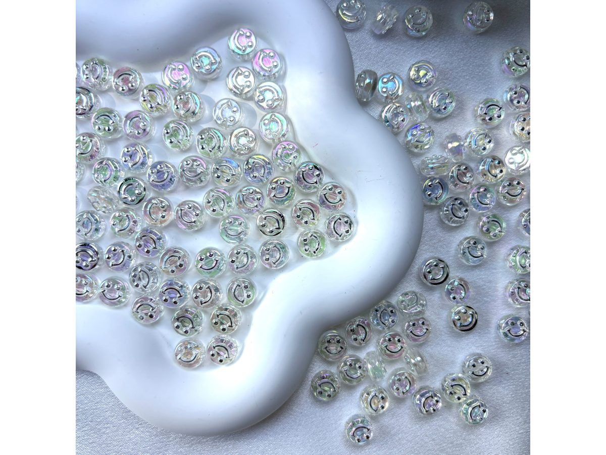 镀彩圆扁笑脸珠