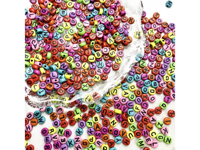 4×7mm扁圆彩色字母珠