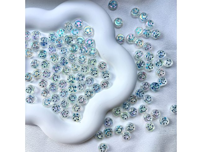 镀彩圆扁笑脸珠