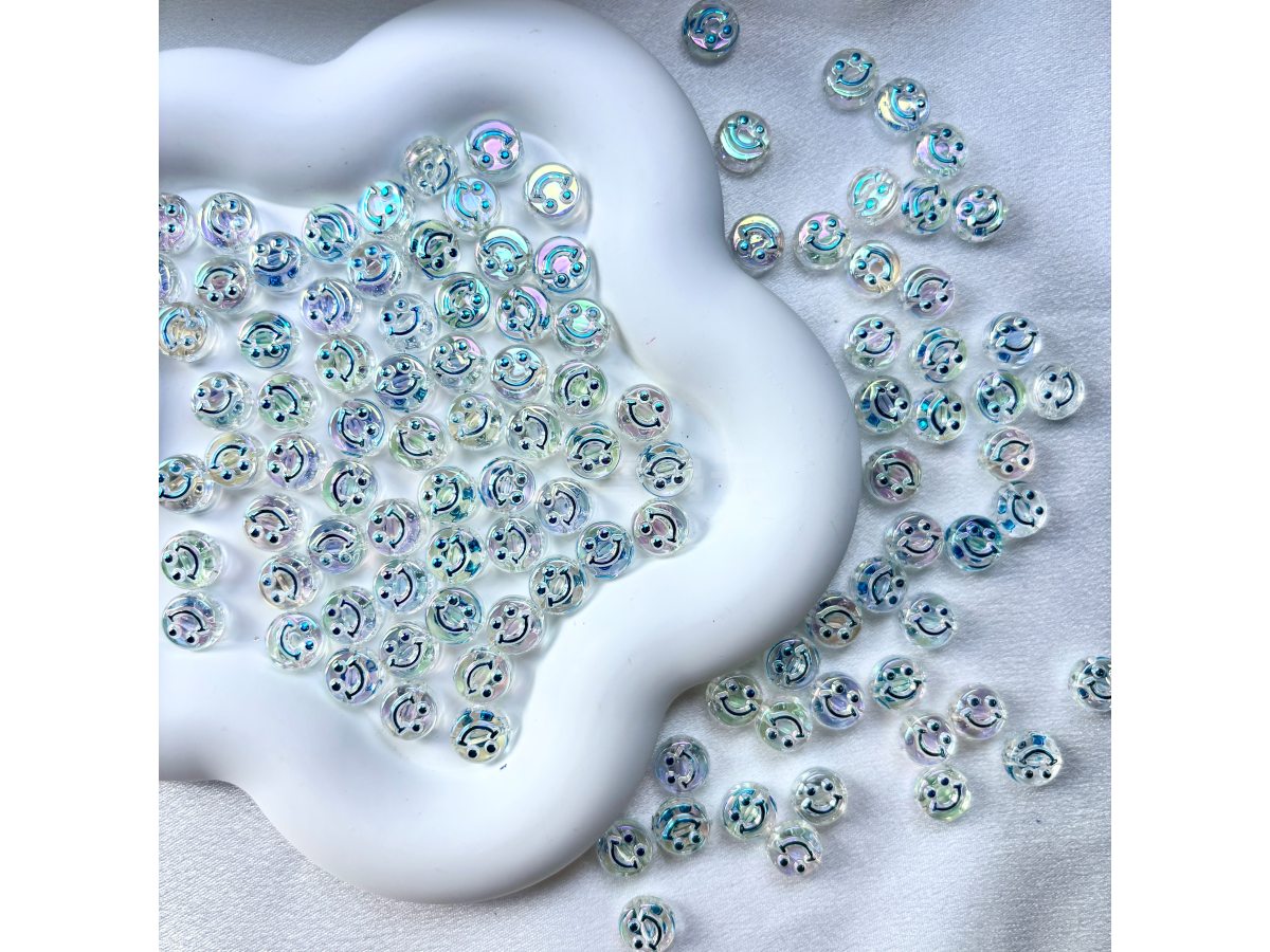 镀彩圆扁笑脸珠