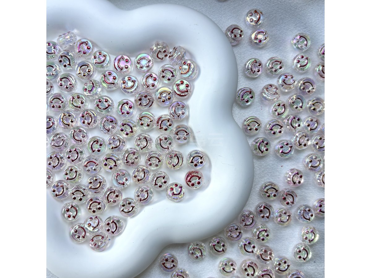 镀彩圆扁笑脸珠