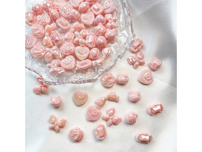 捷克UV镀彩蝴蝶结爱心玫瑰花混款