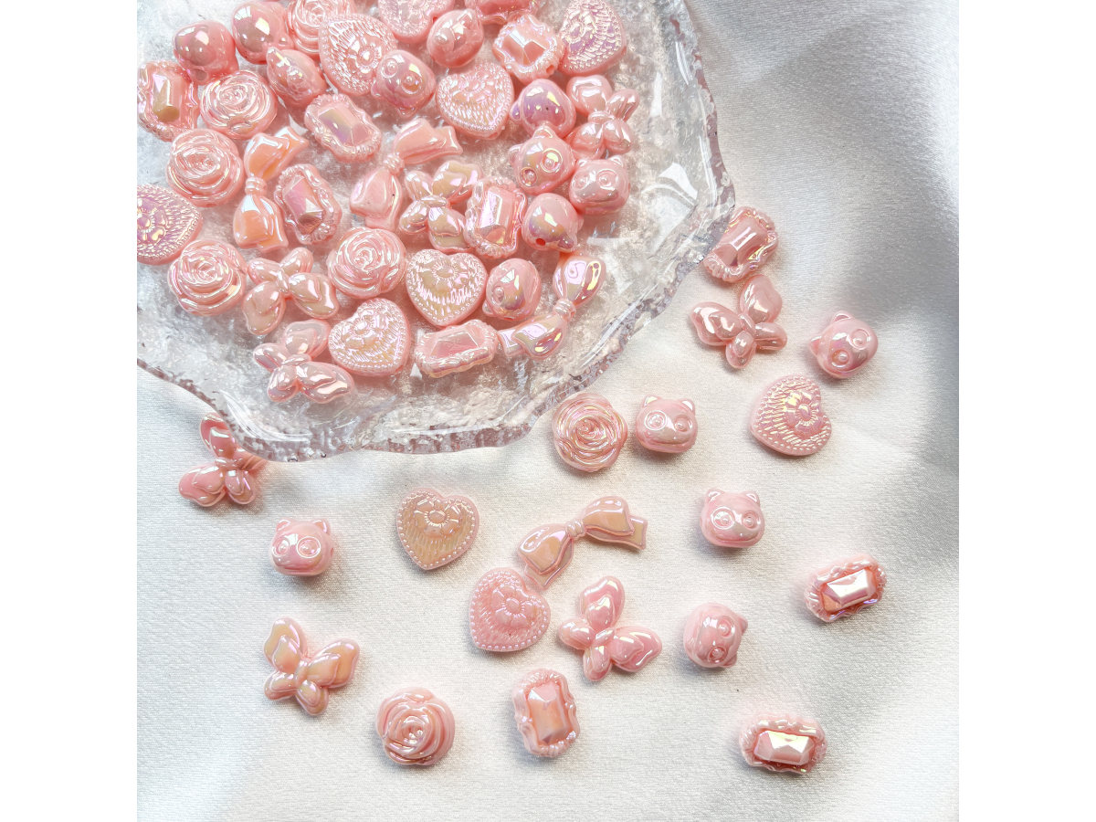 捷克UV镀彩蝴蝶结爱心玫瑰花混款