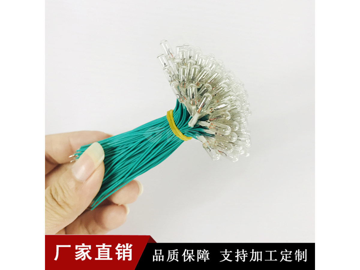 1.5V玩具灯泡 led灯串灯珠8cm绿色焊线 DC座开关端子线