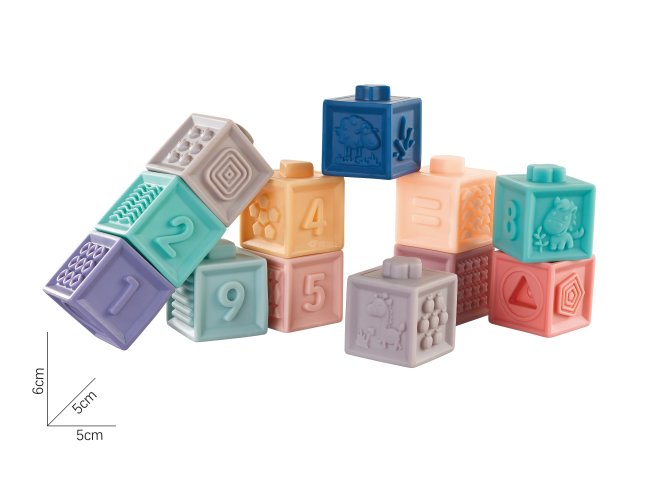 搪胶动物数字大积木6PCS