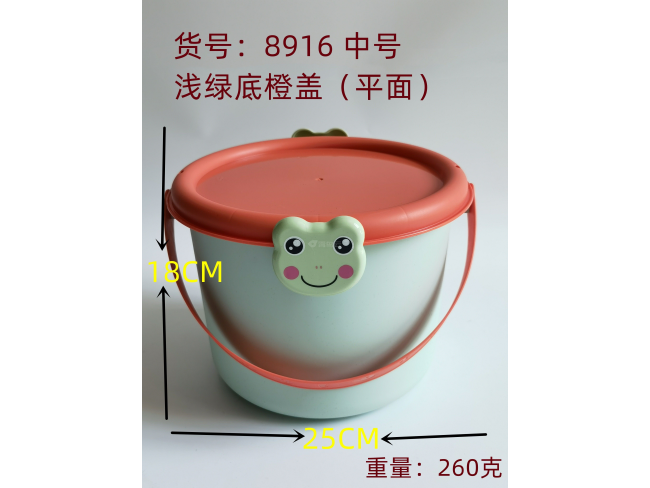 绿底橙色平面盖收纳盒中