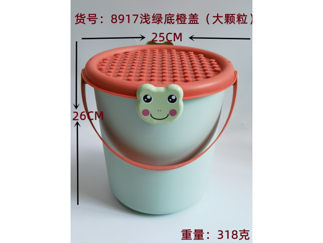 绿底橙色大颗粒盖收纳盒大高