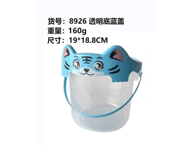 透明底蓝盖收纳盒中