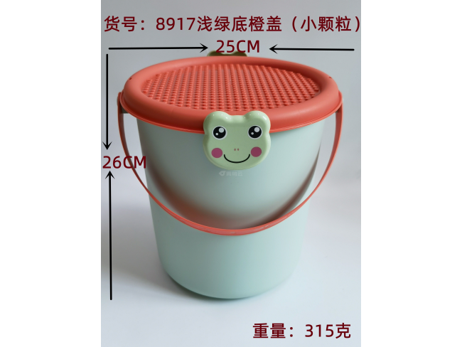 绿底橙色小颗粒盖收纳盒中高