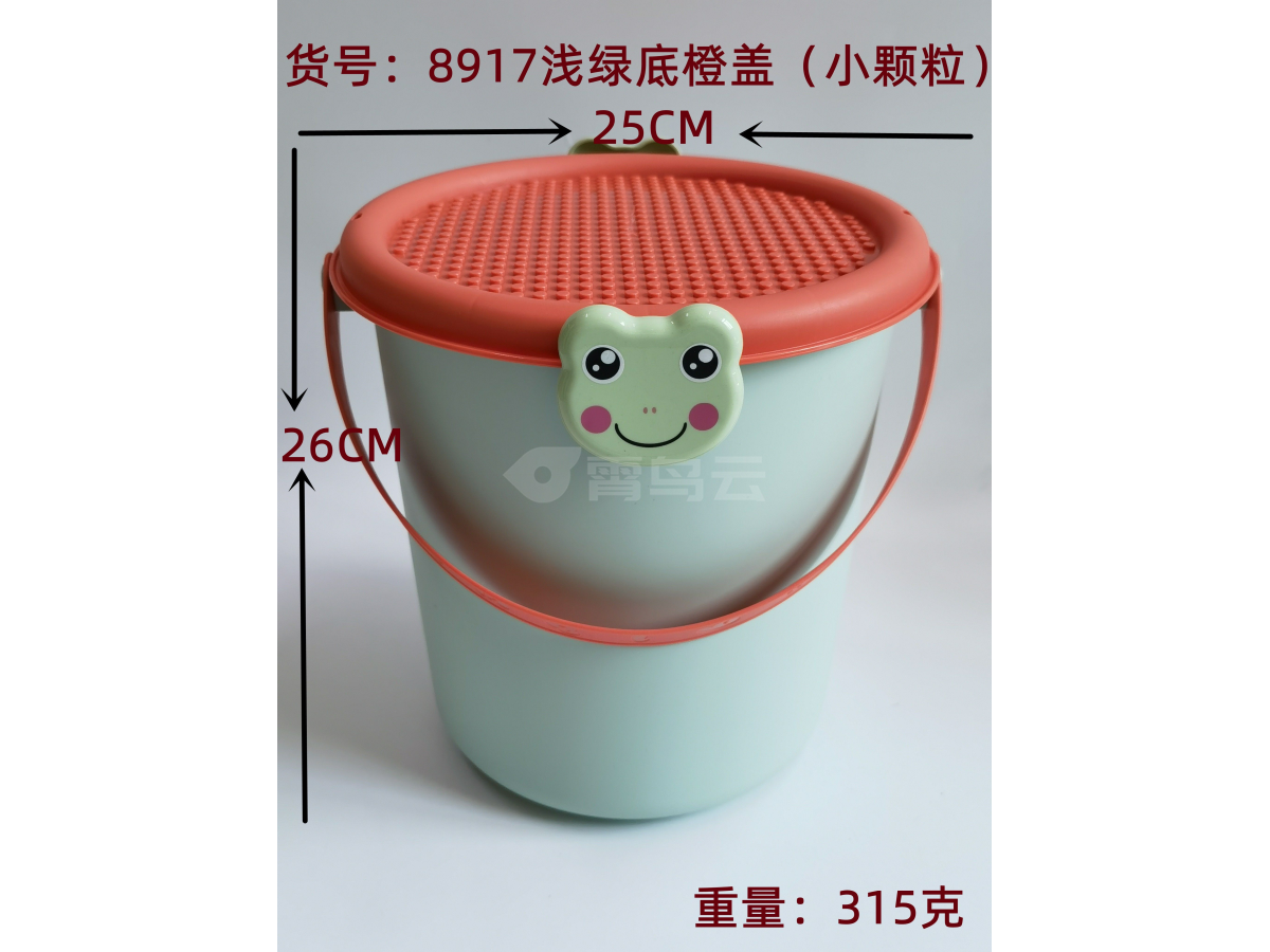 绿底橙色小颗粒盖收纳盒中高