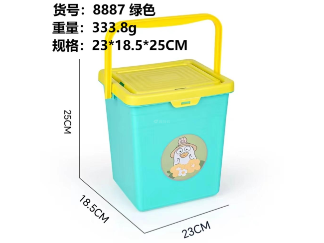 绿色黄手提收纳盒中