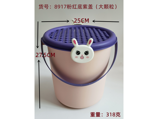 粉红底紫色大颗粒盖收纳盒大高