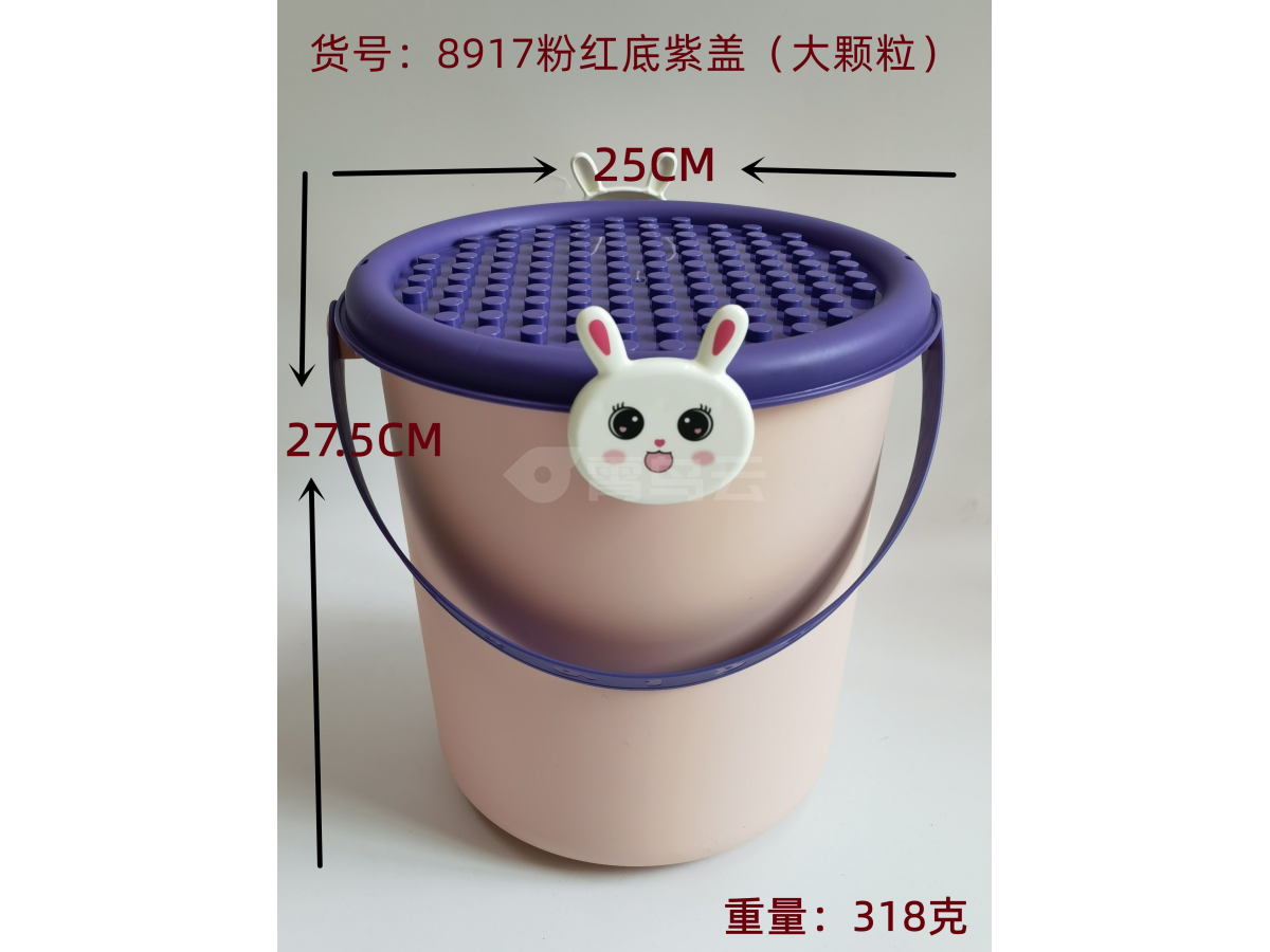 粉红底紫色大颗粒盖收纳盒大高