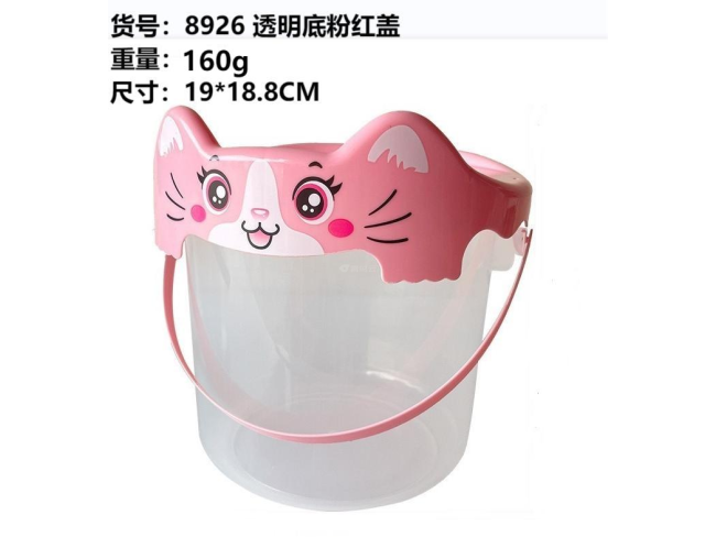 透明底粉红盖收纳盒中