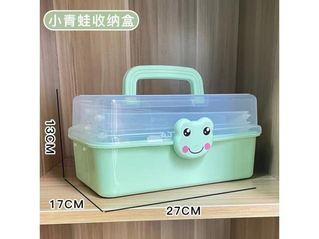 浅绿底透明盖（三层盒）收纳盒