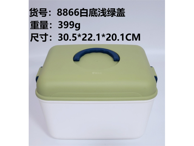 白底浅绿盖收纳盒大