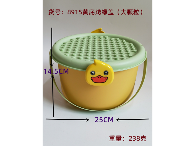 黄底绿色大颗粒盖收纳盒中