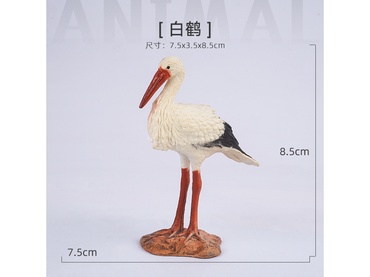 4寸实心彩绘白鹤